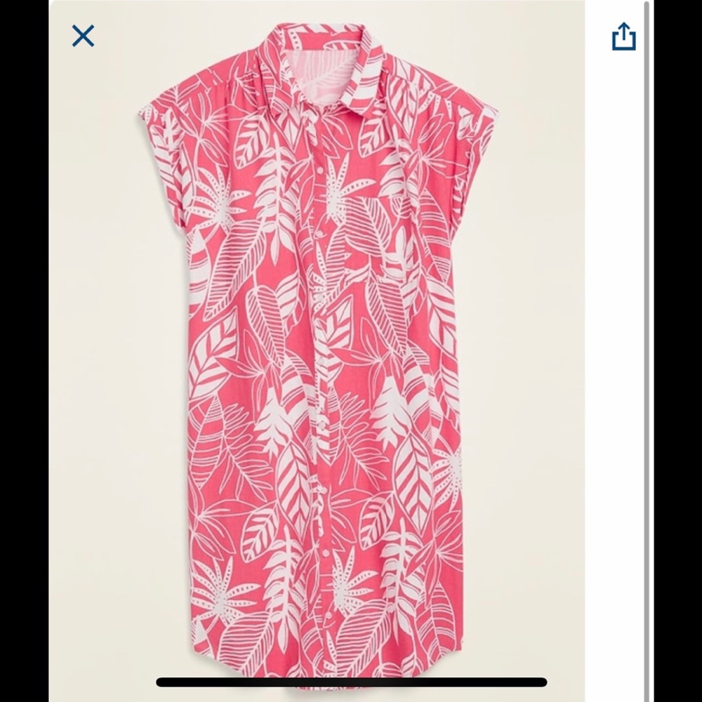 Tropical Linen-Blend Shirt Dress